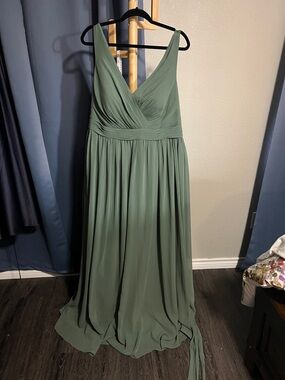 Azazie eucalyptus Green V-Neck Chiffon Bridesmaid Dress